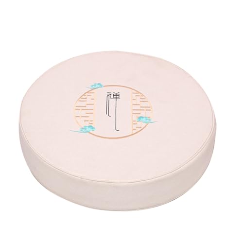 Round Meditation Cushion Mat Set with Washable Cotton Linen Cover, Larger Yoga Mat Bolster Floor Pillows Seating for Adults Meditation Accessories Beige-50cm - color: Beige, size: 50cm