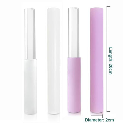 4 Pcs Singing Bowl Mallet Set Includes Solid and Hollow Acrylic Silicone Rubber Striker Mallet for Playing Quartz Crystal Singing Bowls with Bundle Pocket(WhitePurple) - color: WhitePurple