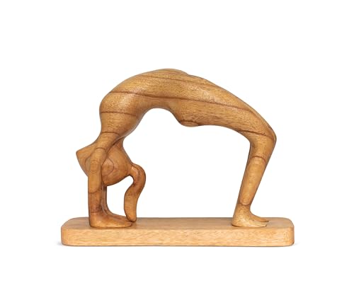 G6 Collection 10" Wooden Handmade Abstract Sculpture Art Decorative Home Decor Handcrafted Figurine Accent Decoration Artwork Hand Carved, Wheel Pose - style: Wheel Pose