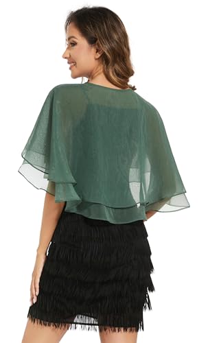 Women's Sheer Tencel Shawls and Wraps for Evening Dresses Soft Wedding Cape Lightweight Bridesmaid Scarves Cover Up - color: Dark Green