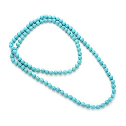 JAYUMO 8mm Mala Beads Necklace Natural Stone Meditation Statement Necklace Hand Knotted Japa Yoga Rosary Prayer Beaded Tassel Necklace - color: turquoise choker