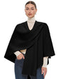 PULI Womens Large Cross Front Poncho Sweater Wrap Topper Knitted Elegant Shawls Cape for Fall Winter - color: Extra Warm Black