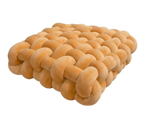 Large Knot Pillow Meditation Cushion Floor Cushions Sitting Funky Throw Pillows Chair Pillows Soft Pad Square Knotted Seat Cushions Home Decoration Living Room B(Size:40 * 40 * 12cm,Color:Camel) - color: Camel, size: 40 * 40 * 12cm
