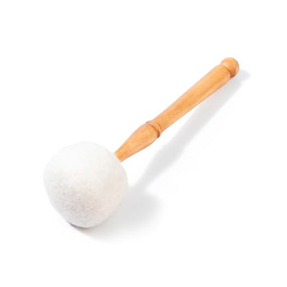 Drum Mallet Wool Felted Drum Stick - 9 Inches Wool Mallet for Gongs & Large Singing Bowls by Himalayan Bazaar - color: White
