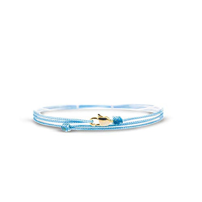 Made by Nami Nautical Rope Bracelet for Men Waterproof & Adjustable Wrap String Bracelets with Snap Hook Gift for Him - color: Light Blue Gold