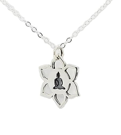 Yoga Necklace, Meditation Necklace, Mindfulness, Yoga Necklace, Zen Jewelry, Sterling Silver Lotus Buddha necklace, Buddhist, Mother Day Gift