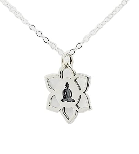 Yoga Necklace, Meditation Necklace, Mindfulness, Yoga Necklace, Zen Jewelry, Sterling Silver Lotus Buddha necklace, Buddhist, Mother Day Gift