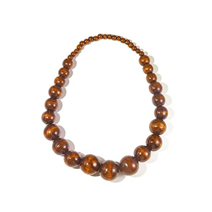 COLORFUL BLING Ethnic Natural Wood Beads Necklace for Men Women Africa Wooden Chain Chunky Strand Necklace Statement Hip Hop Jewelry - color: brown