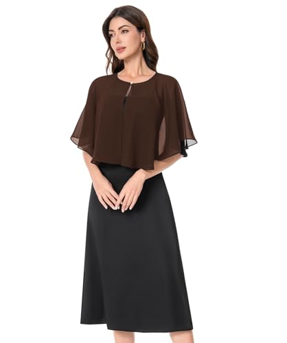 Baoqiya Capelets for women Chiffon Cape Soft Shawls and Wraps Wedding Capes 1920s flapper Cover Up - color: Brown