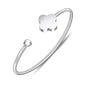Clover Bracelet Bangle for Women, Lucky Bracelet Friendship Bracelet Gold Clover Bracelets Open Bangle Jewelry Cuff Stainless Steel Bracelet Birthday Christmas Gifts for Women - color: Silver