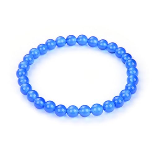Adabele 1pc Natural Stretch Gemstone Bracelet 6mm (0.24 Inch) Bead 7" 7.5" 8 inch Healing Crystal Quartz Energy Chakra Jewelry Women Birthday Gift - color: Blue Agate, size: 7 inch