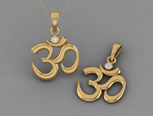 Sterling Silver 925 Om pendant Yoga Meditation Spiritual Necklace Charm Jewelry - color: Gold Plated