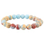 Handmade Natural Imperial Jasper Gem Semi Precious Gemstone 8mm Round Beads Stretch Bracelet 7" Unisex - color: lake blue