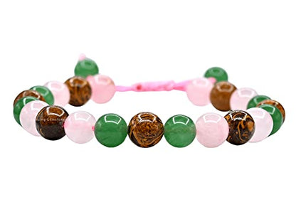 Amazing Gemstone Bracelet for New Mom Manifestation - Green Aventurine Mariyam Jasper Rose Quartz Bracelet Set for Men Women Healing Calming Anxiety Stress Relief Gifts Pulseras Para Hombres Mujer - color: New Moms