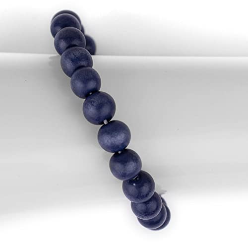 Wood Bead Bracelet - color: Cobalt Blue, size: Large Beads