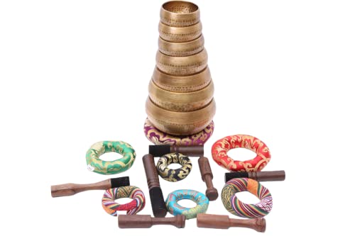 NepaMart Chakra Healing Tibetan Singing Bowls (Set of 7) for A,B,C,D,E,F,G Chakras