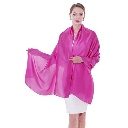 Womens Scarf Pashmina Shawls and Wraps for Evening Dresses Like Chiffon Silk Scarf for Bridal Weddings - color: Rose Pink