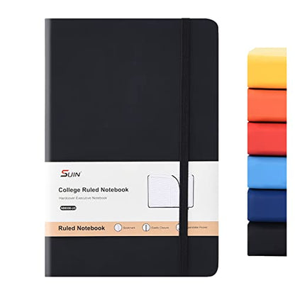 Hardcover-Journal-Notebooks, A5 Lined Journals Notebook for Writing 200 Pages, 8.2 x 5.5 inch, Classic Ruled Notebooks for Work/Travel/College (Black- 1 Pack)