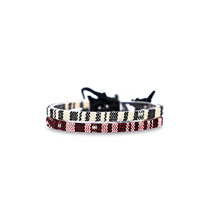 Made by Nami 2 Pcs Boho Surfer Bracelets for Women and Men Waterproof and Adjustable Braided Bracelets Set of 2 for Ethnic Hippie Style - color: White & Ruby Red