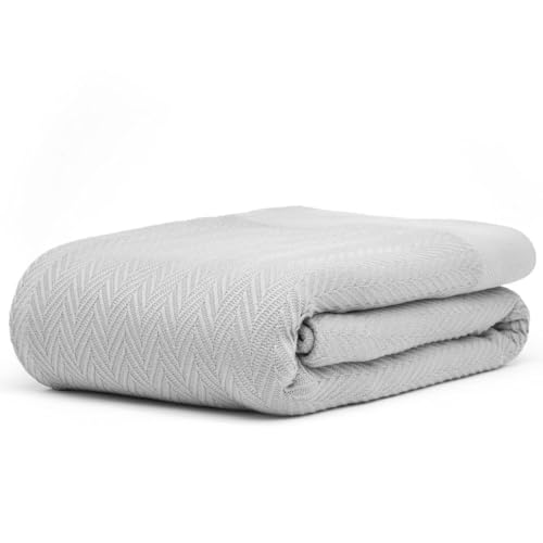 100% Cotton Herringbone Weave Blankets, 90"X90" Queen, Throw Blanket for Bed,All Season Cotton Blanket, Cozy Blanket,Throws Bed Blanket,Throw Blanket for Couch,Modern Home Decor -Light Grey - color: Herringbone -Light Grey, size: Queen (U.S. Standard)