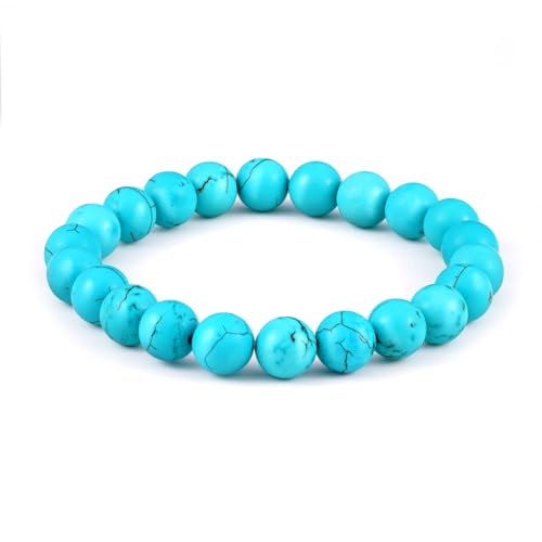 Genuine Turquoise Bead Bracelet for Women Authentic Western Bracelet Vintage Natural Gemstone Real Turquoise Jewelry for Women - color: Turquoise Bead 10mm