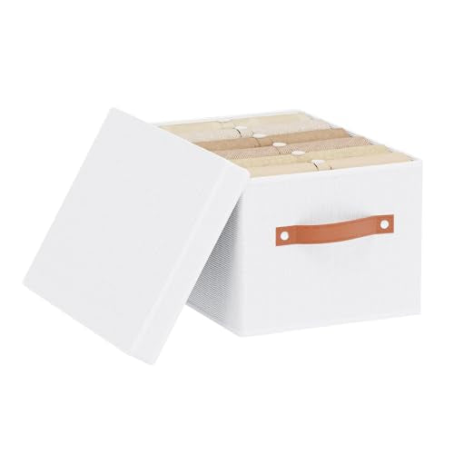 Foldable Storage Bin, 7.1 x 9.1 x 13 Inch Storage Box with Lid, Closet Organizer for Organizing with Handles, White, 1-Pack - color: White, size: Small（1 Pack）