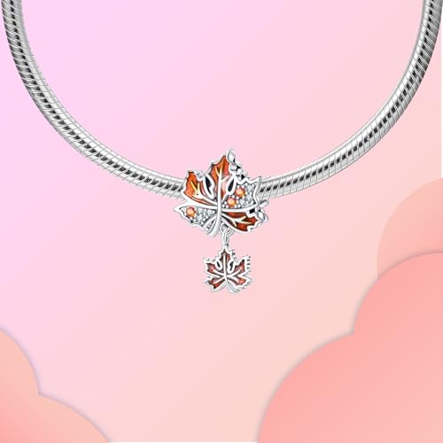 Prayer Cross Elephant Airplane Suitcase Charm 925 Sterling Silver Charms fits for Bracelets Necklace Pendant Bead Charms Jewelry Gift for Women Family - color: Maple Leaves Charm