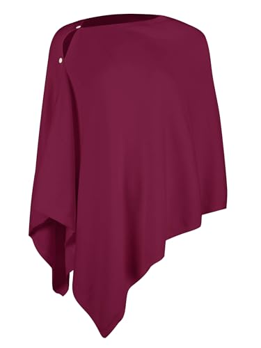 Lacretazhi Women'S Shawl Wraps Poncho Sweater Lightweight Knit Scarf With Buttons Versatile Cape Cardigan Spring Summer Fall - color: Burgundy