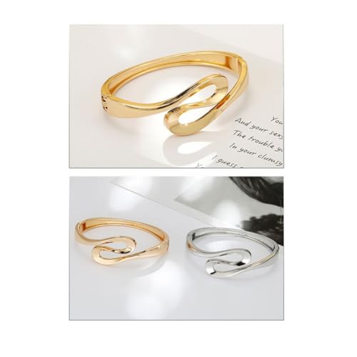 Minimalist Gold Bangle Bracelet, Polished Cuff Bracelets Stackable Birthday Gift for Women - color: Gold 2