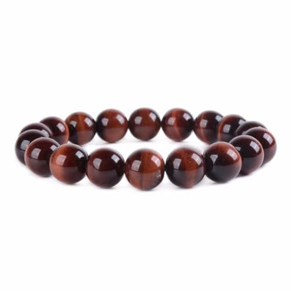 Justinstones Gem Semi Precious Gemstone 10mm Round Beads Stretch Bracelet 7 Inch Unisex - color: AA Red Tiger Eye