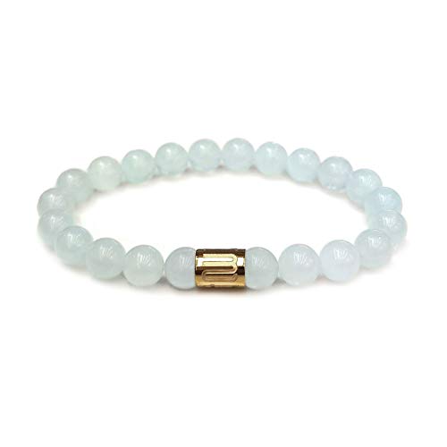 Morchic 8mm Genuine Gemstone Stretch Bracelet for Women Men Unisex, Natural Energy Crystal Stone Beads, Classic Simple Design Cuff Birthday Gift 7.5 Inch - color: Aquamarine