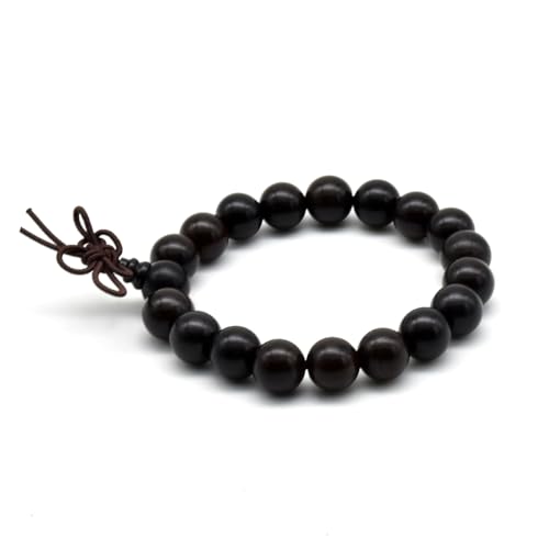 Zen Dear Unisex Natural Ebony Wood Buddhist Prayer Bead Necklace Bracelet Tibetan Prayer Mala Beaded Black - style: 10mm 19beads