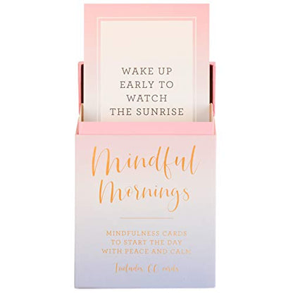 WORLD TRAVELER Eccolo Mindful Mornings - 60 Mindfulness Cards - Self Care Cards for Peace, Calm, Daily Positive Thoughts and Affirmations - Mindfulness Gifts & Positive Affirmations Cards for Women