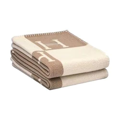 h Blanket Soft Throw Blanket Faux Fleece Cashmere Plaid Warm Shawl Thick Knitted Plush Cozy Comfy for Women Throw Blanket for Sofa Couch Bed Queen King Size 55x66 in (Khaki) - color: Khaki