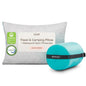Coop Home Goods Original Adjustable Travel Pillow and Waterproof Pillow Protector Grey Bundle with Compressible Stuff Sack, Medium-Firm Memory Foam and Washable Cover, CertiPUR-US Certified (19x13) - style: Bundle Grey