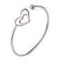 U7 Unisex Simple Cuff Bracelet 18K Real Gold Platinum Plated Fine Bracelets Fashion Jewelry Open Bangle Cuff Bracelets, Twisted or Heart Style - color: F.Heart End-Stainless