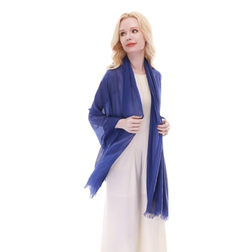 RIIQIICHY Scarf for Women Lightweight Solid Color Long Fashion Gauze Scarves Shawl Wrap - color: Royal Blue