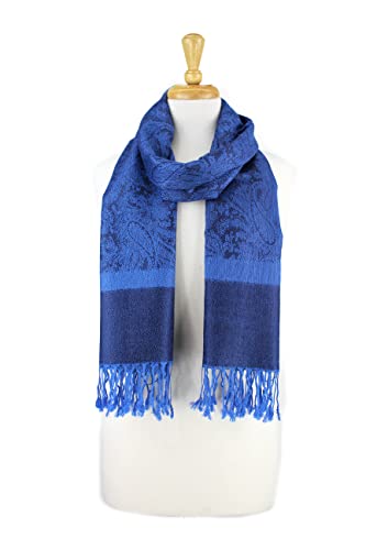 PASKMLNA Paisley Jacquard Pashmina Shawl Wrap Scarf Stole - color: Royal Navy