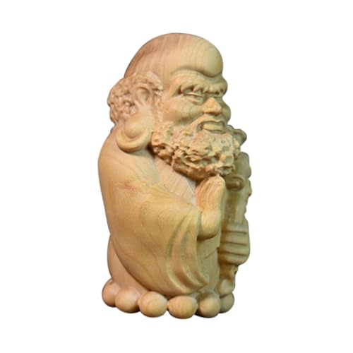 Bodhidharma Wooden Statue Hand-Carved Huangyang Wood Ornament for Zen Decor Meditation Space and Spiritual Home Decoration