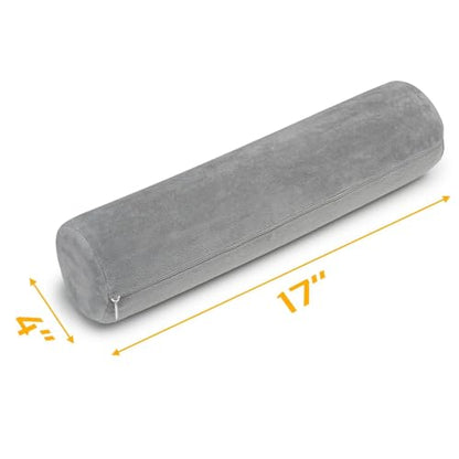 AllSett Health Firm Cervical Neck Roll Memory Foam Pillow, Bolster Pillow, Round Neck Support for Sleeping | Bolster for Bed, Legs, Back and Yoga - style: 17x4 Inch, Firm