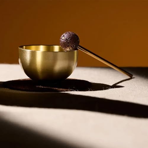 Mini Tibetan Singing Bowl Set Handmade Meditation Tool with Mallet and Cushion Portable Angel Sound Bowl for Stress and Relaxation (Gold, 4X2.3CM)