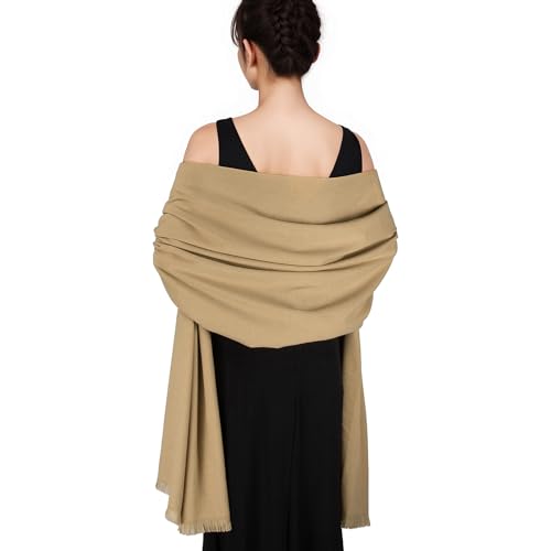 Pashmina shawls and wraps for Evening Dresses Scarf for Women Winter Shawl Wraps for Women Weedings - color: Camel