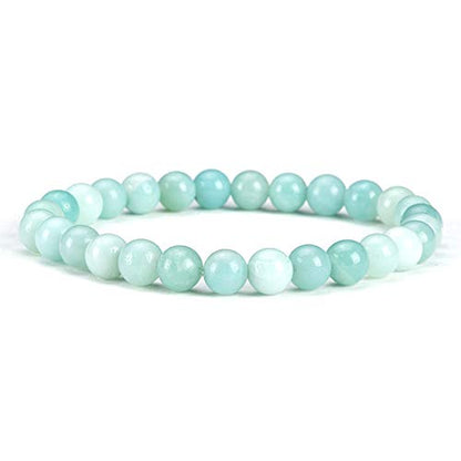 Cherry Tree Collection - Small, Medium, Large Sizes - Gemstone Beaded Bracelets For Women and Men - 6mm Round Beads - color: Amazonite, size: Medium