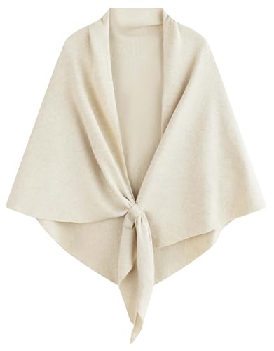 VENVSBEE Shawl Wraps For Women Soft Pashimina Cape Knitted Sweater Shawl Scarf Shoulder Wraps for Dresses - color: 03 Oat Beige