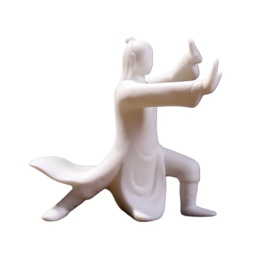 Decorative Statue Ceramics Taichi Statue Minimalist Ceramic Kongfu Sculpture, Meditation Zen Figurine Incense Holder Room Decor(White a) - color: White a