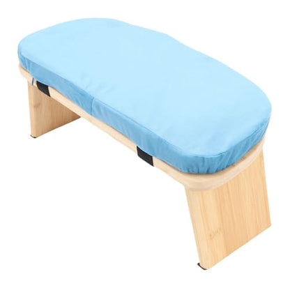Dioche Wooden Meditation Bench Ergonomic Detachable Meditation Kneeling Stool with Soft Cushion and Carry Bag for Home Yoga and Practice Wood Cotton Material (Blue) - color: Blue