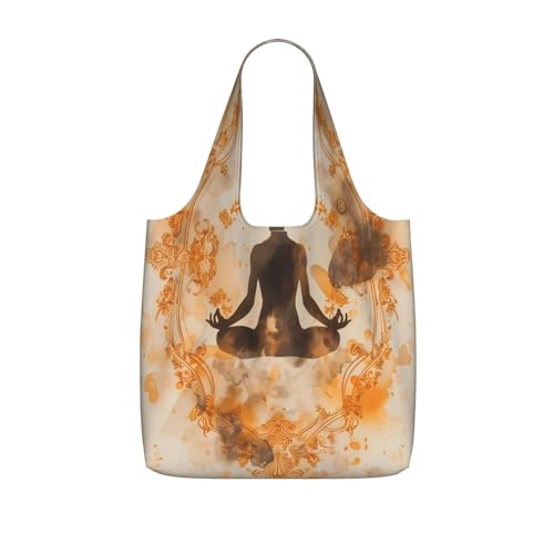 Yoga Meditation (2) For Foldable Shopping Bag, Washable Storage Tote For Work And Travel