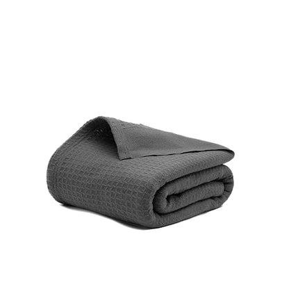 100% Cotton Waffle Blanket, Twin Size 68"x92" – Lightweight All Season Throw Blanket for Couch, Bed & Bedroom, Soft Modern Cozy Cotton Blanket (Charcoal Grey) - color: Charcoal Grey, size: Twin