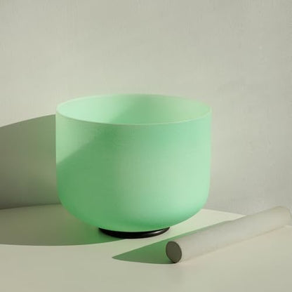 Hye-eun 432hz Crystal Singing Bowl Set of 7 Mint Green Frosted Quartz Chakra Sound Bowl with 2 Pcs Carry Case Bag for Cleansing Stress Relief- Spiritual Mindfulness - color: 7-12 Inch 432hz Mint green 7pcs