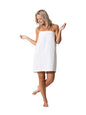 Turkish Linen Women’s Waffle Spa Body Wrap with Adjustable Closure - color: White, size: One Size